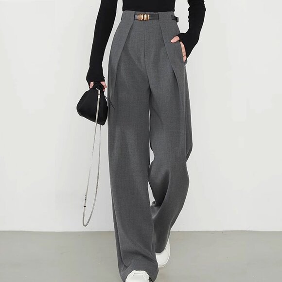 Grey Pleated Pants - Picture 2 of 5